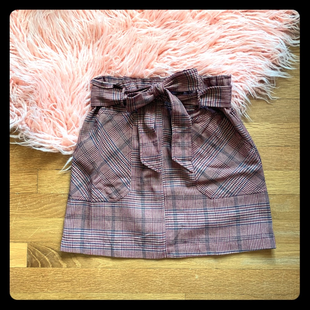 Belted Plaid Skirt